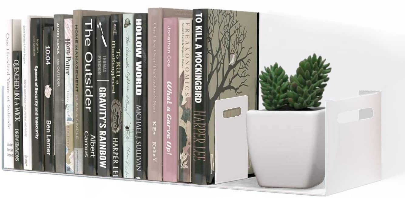 Buy SIMTOP Floating Shelves, Full Metal, White, Desktop Bookshelf with Bookend, Wall Shelf for