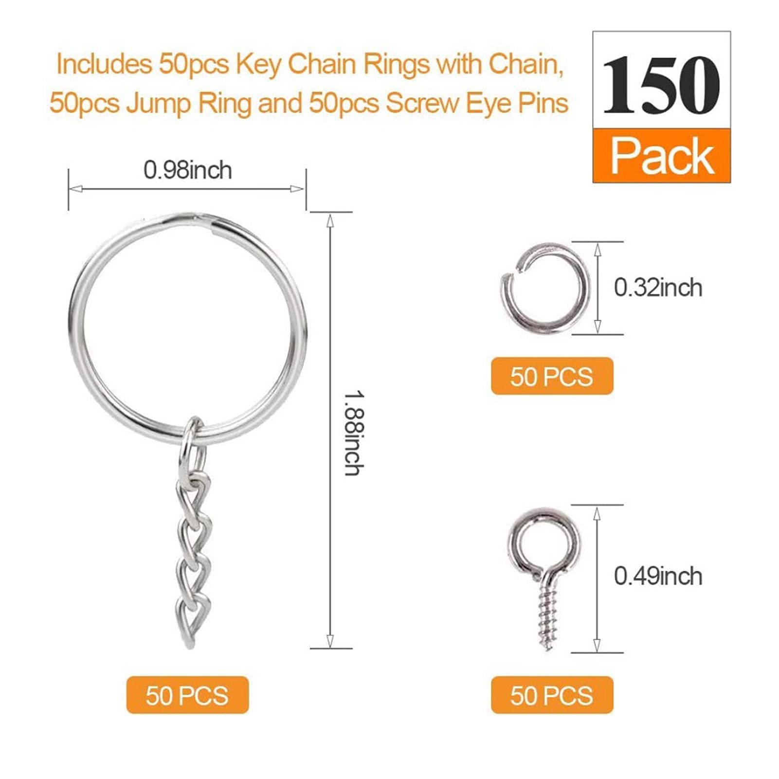 300 Anelli Portachiavi Metallici - Con Catena, Salto E Vite Per Fai Da Te - Foto 12