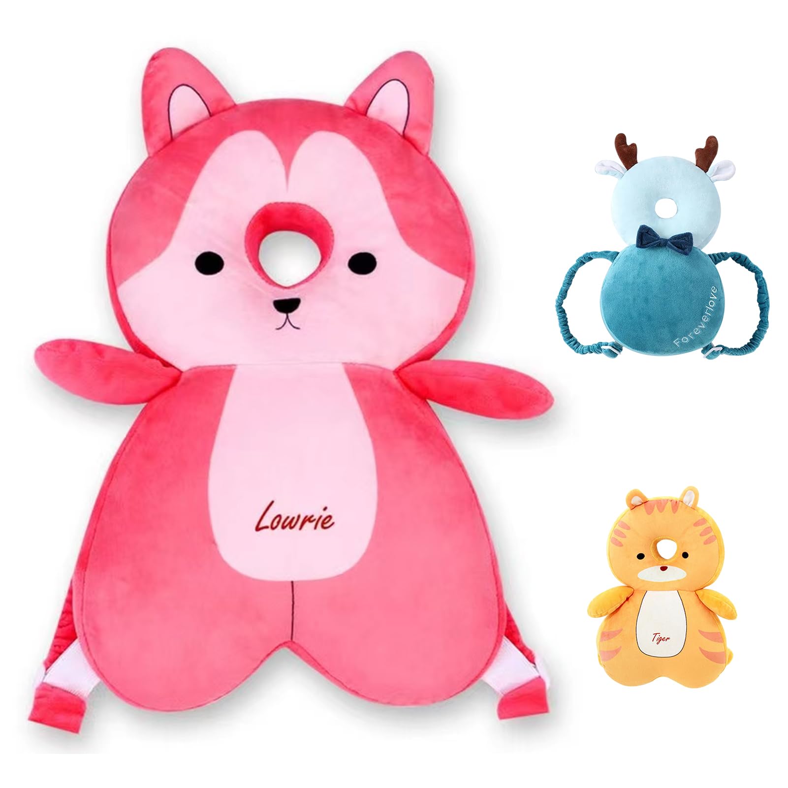 Baby Head Protector Adjustable Head Protection Backpack with Safety Mat Suitable for Head Protection, Crawling and Walking for Preschool Babies（Pink Fox）
