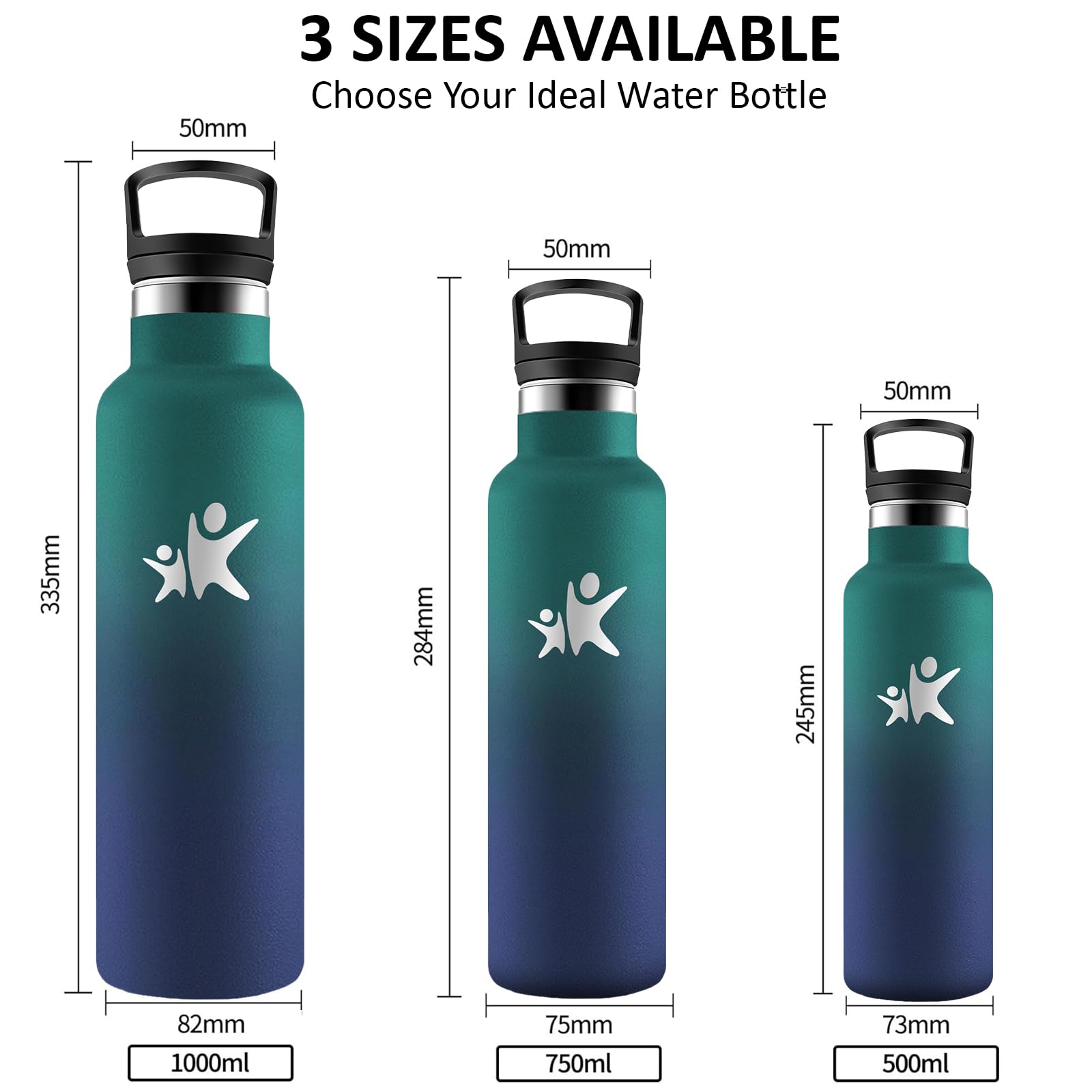 Borraccia Termica, Borraccia 1 litro, Senza BPA, Borracce con Cannuccia, Senza Perdite, Borraccie Acciaio Inox, Borracce Termiche, Acciaio Inossidabile 18/8, per Campeggio, Fitness, Viaggio, Yoga