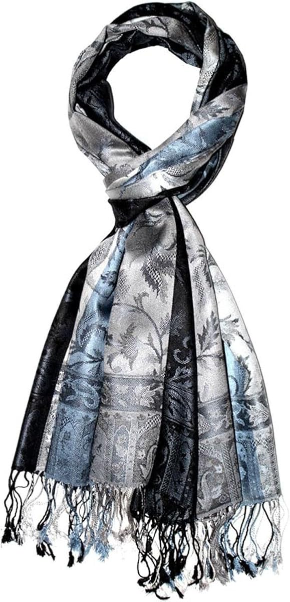 Lorenzo Cana Sciarpa da uomo in 100% seta, 70 cm x 190 cm, motivo cachemire, 780521133
