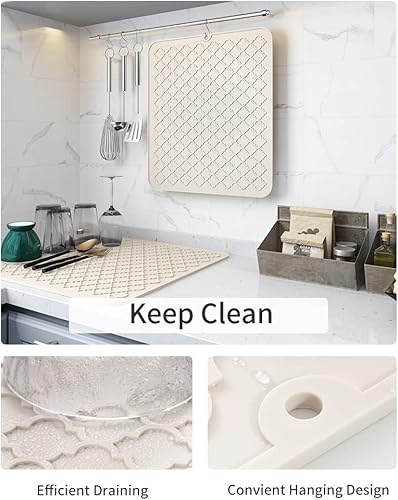Miniatura 2 de AMOAMI -Tapete de secado de platos para cocina, de silicona para secar platos, tapete de secado de platos de cocina, resistente al calor, accesorios