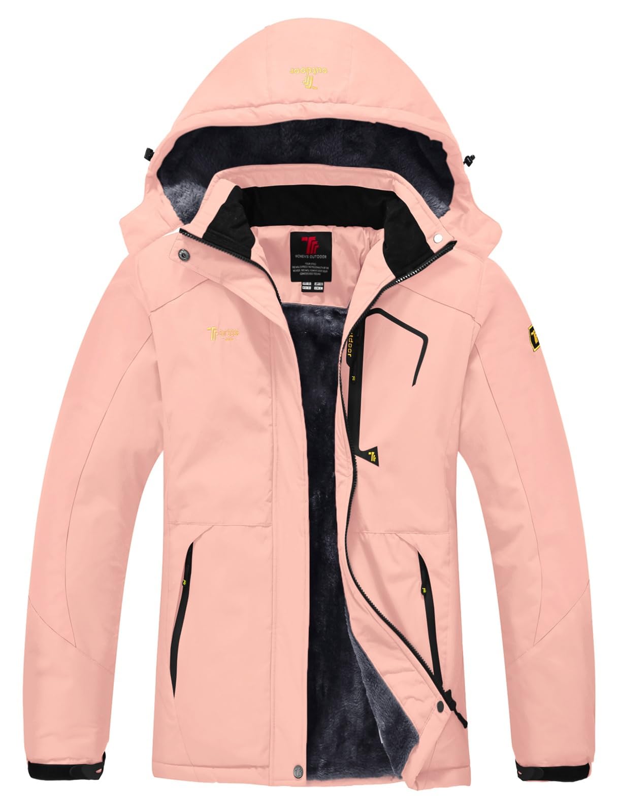 Rdruko Skijacke Damen Warme Winterjacke Gefüttert Verdickt Softshelljacke Wasserdicht Snowboardjacke Atmungsaktiv mit Abtrennbarer Kapuze