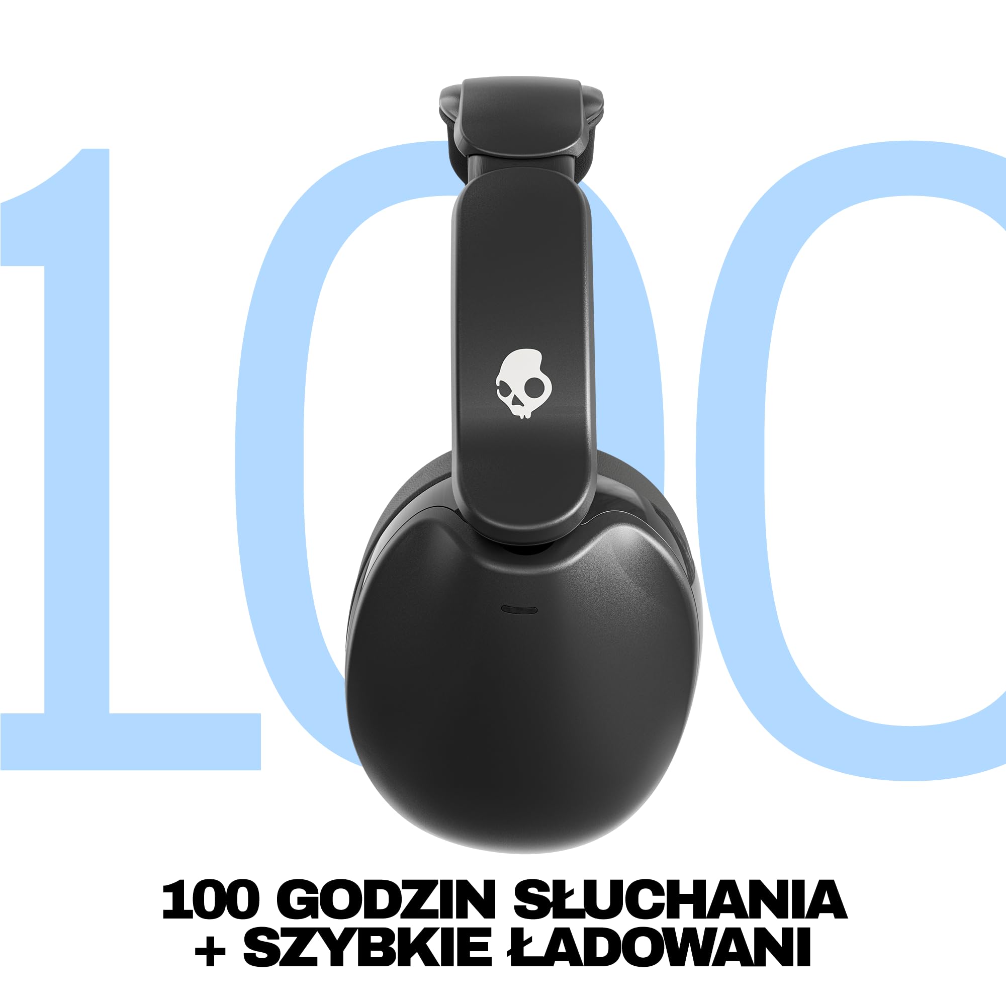 Skullcandy Hesh 360 – bezprzewodowe słuchawki nauszne Bluetooth, do 100 godzin słuchania, konstrukcja wyciszająca hałas, składane na płasko, mikrofon, iPhone, Android - Czarny