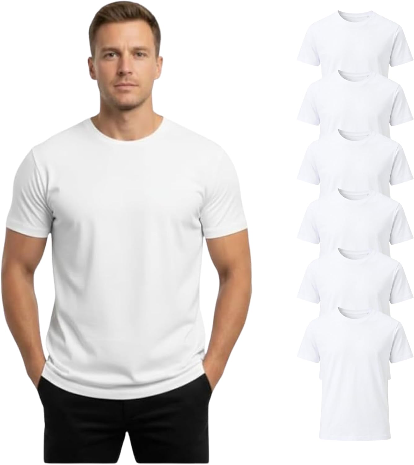 Men’s T-Shirt 100% Cotton Premium Crew Neck, Short Sleeve, Regular Fit, Solid Casual Tee