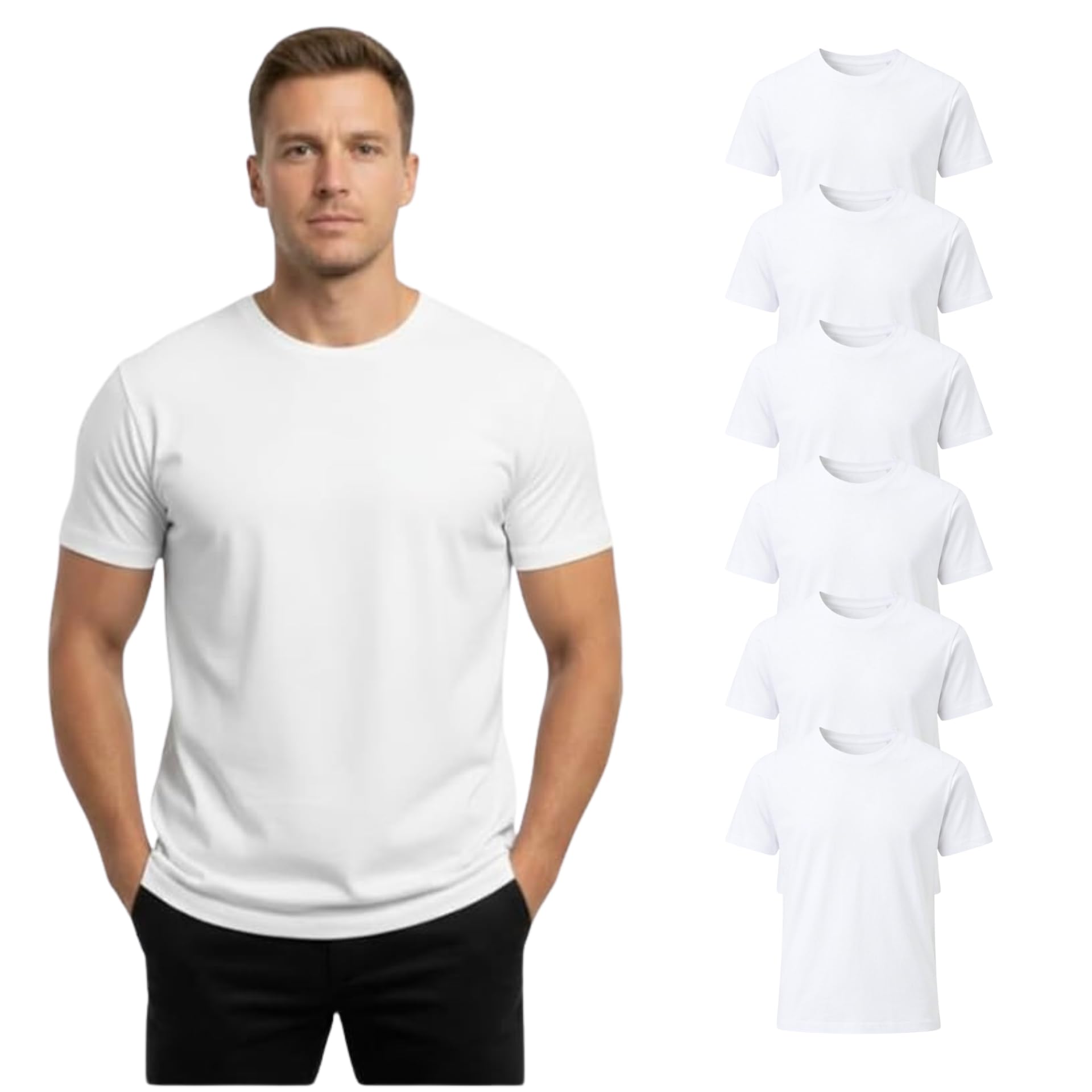 Men's 100% Cotton Premium Crew Neck Short Sleeve Regular Fit Tee
