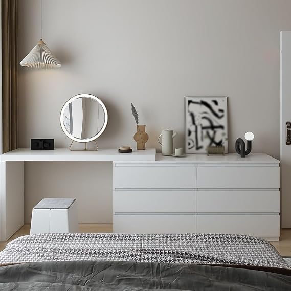 Dressing Table Modern Dressing Table in Bedroom, Simple Dressing Table, Light Luxury Six-Drawer Chest for Home Use Dressing Table with Mirror