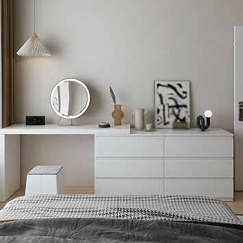 Dressing Table Modern Dressing Table in Bedroom, Simple Dressing Table, Light Luxury Six-Drawer Chest for Home Use Dressing Table with Mirror