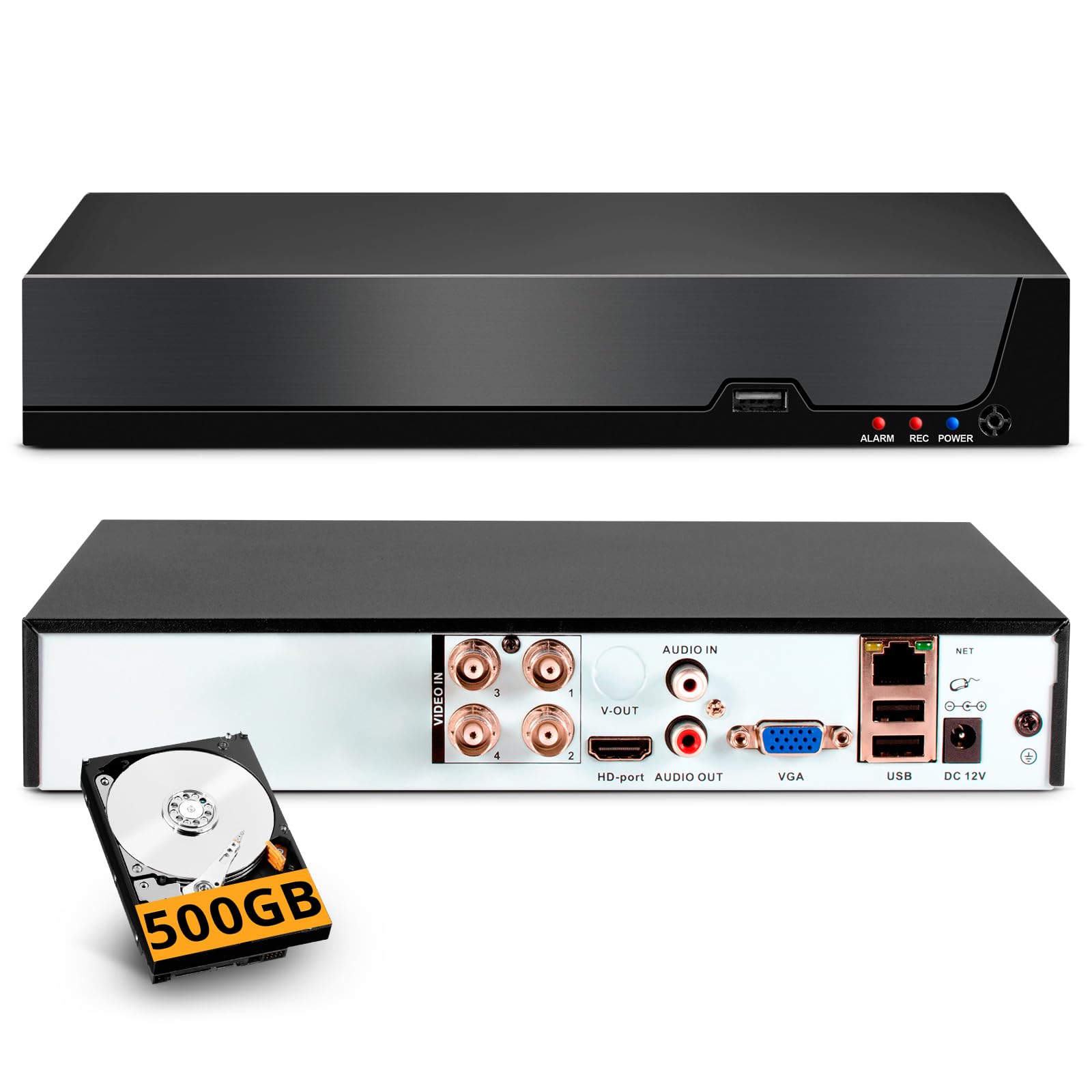 4 Channel CCTV Camera Systems with 500GB HDD, 5MP H.265+ Surveillance DVR Recorder for Analog 6 in 1 XVI AHD TVI CVBS CVI IP Cameras, DVR for Security Home Surveillance System, Mobile APP PC Remote