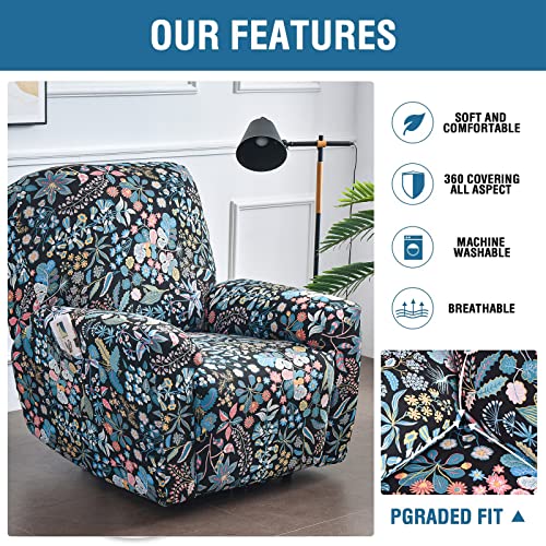 Image of Recliner Slipcovers 4-Pieces Lazyboy Recliner Covers Recliner Couch Covers Recliner Chair Cover Non Slip Reclining Slipcovers with Storage Pockets Furniture Protector for Living Room