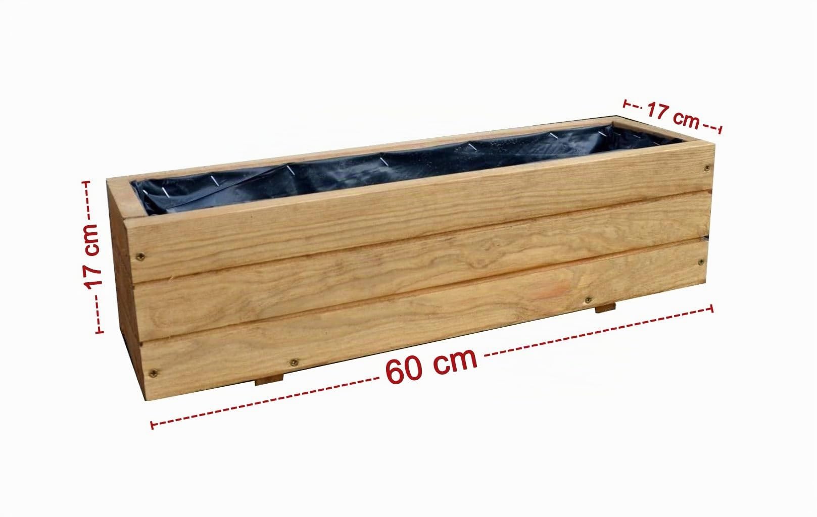 FKL DESIGN Home Deco Jardinière en Bois pour Jardin, terrasse, Rebord de fenêtre entièrement assemblée D6 chêne (Longueur 60 cm)