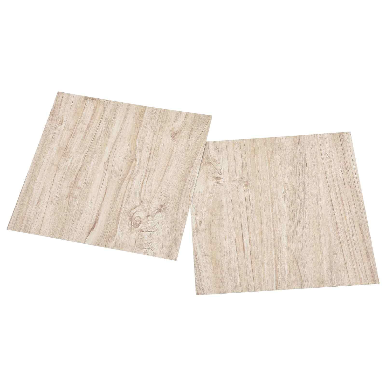 Samoprzylepne płyty podłogowe PCW białe i w kolorze drewna 5,11 m², 55 sztuk, 30,5 x 30,5 x 0,15 cm, do wykładzin podłogowych, płytek winylowych do renowacji wewnątrz