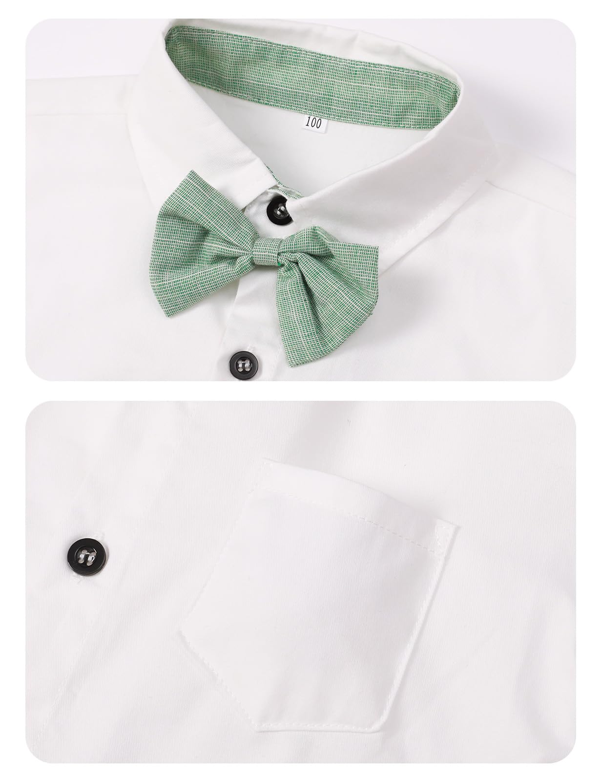 mintgreen Bébé Garçon Gentilhomme Tenu Ensemble Manche Courte Nœud Papillon Chemises Bretelles Un Pantalon Costume de Mariage, Taille: 1-4 Ans