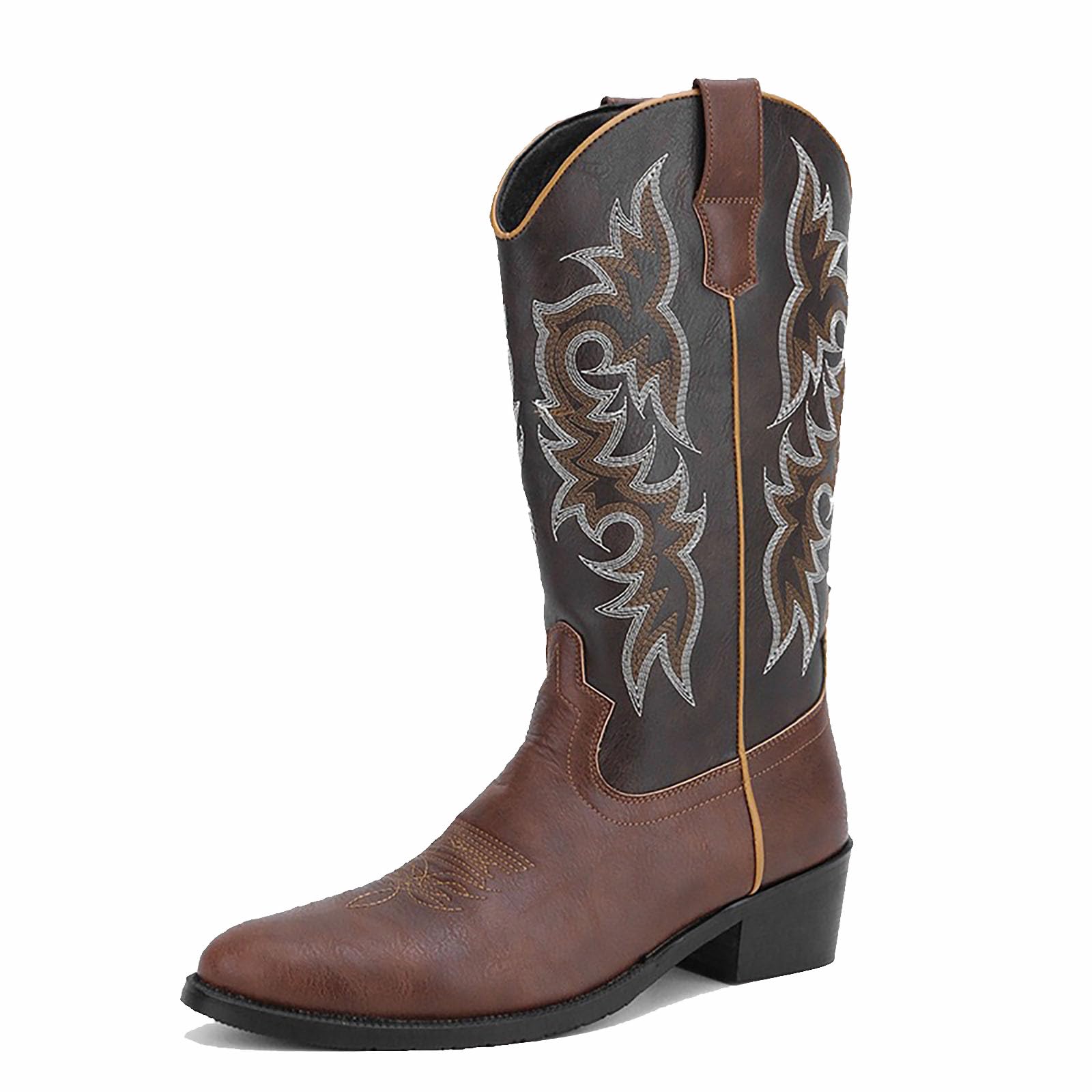 Stivali da Cowboy da Uomo Punta Affilata Stivali da Lavoro Ricamati Stivali Occidentali Stivale Tradizionale da Campagna
