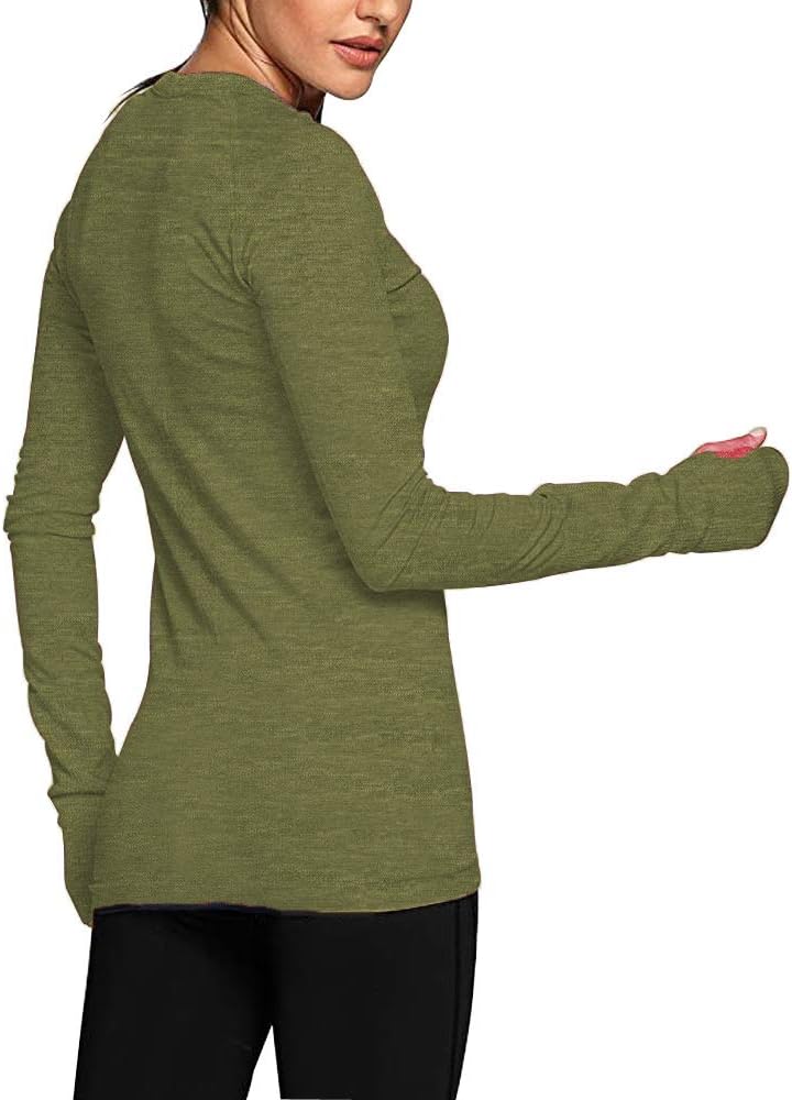 Women Thumb Hole Slim Fit Blouse Swag Hipster T Shirt O Neck Curved Hem XX-Large Oliver Greenl1