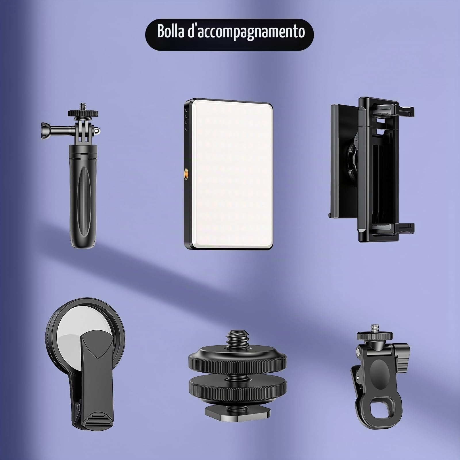 Luce per Video LED, Luce per Foto Portatile Dimmerabile 2500-9000K CRI 95+ 3000mAh Batteria 120 LED con einen Mini-Polarisator und einen Clip, Lampada per Foto per Telefono/iPad/Laptop/Fotocamera