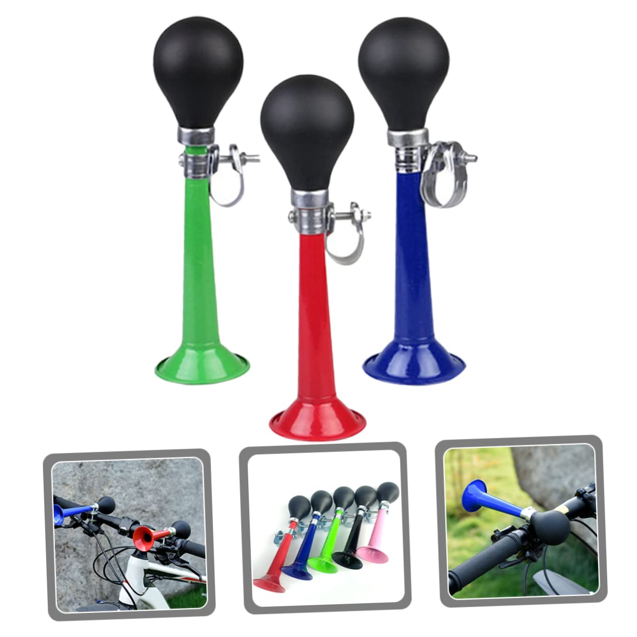 WOONEKY Lot De 4 Sonnettes De Vélo Multifonctions pour Adultes Portables Accessoires De Guidon 3 Pièces X 4