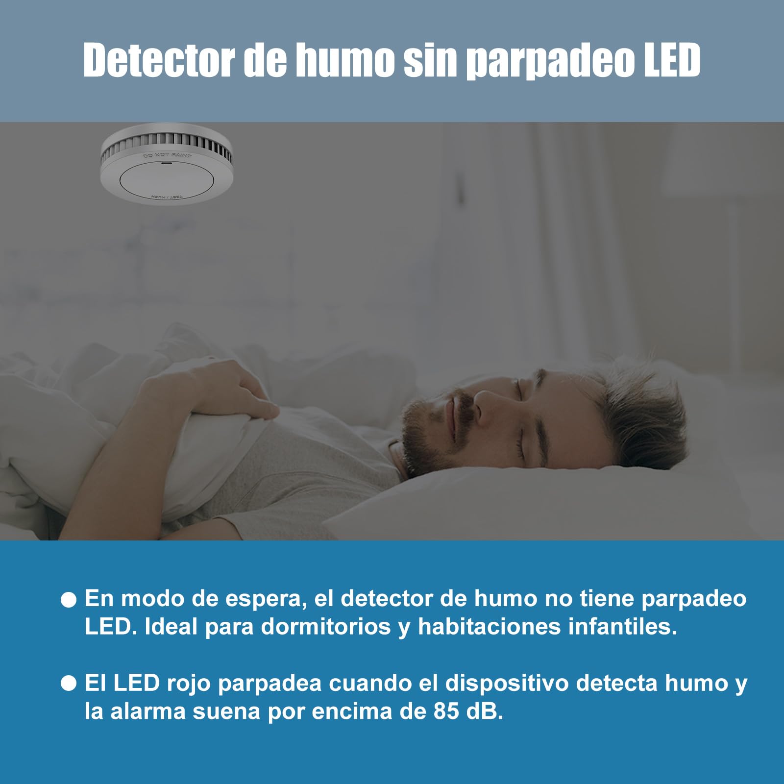 Detector de Humo de 10 años con Soporte magnético, Detector de Incendios sin LED Parpadeante, Alarma Audible de 85 dB, función de Silencio, pequeña Alarma de Incendio Blanco, EN14604