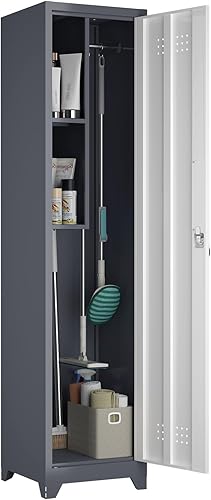 Miniatura 15 de Gabinete de almacenamiento de garaje, armarios de garaje montados en la pared con estante ajustable, gabinete de metal resistente para montaje en
