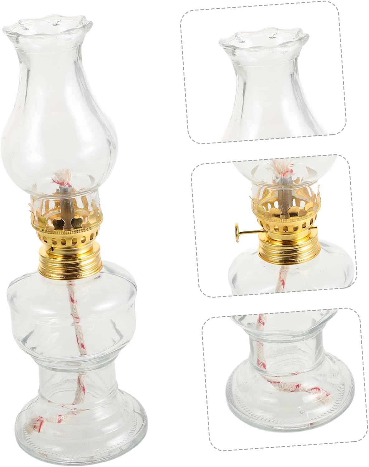 Sosoport 2sets Glass Kerosene Oil Lamp Retro Oil Light Handheld Kerosene Lamp Vintage Decor Lantern