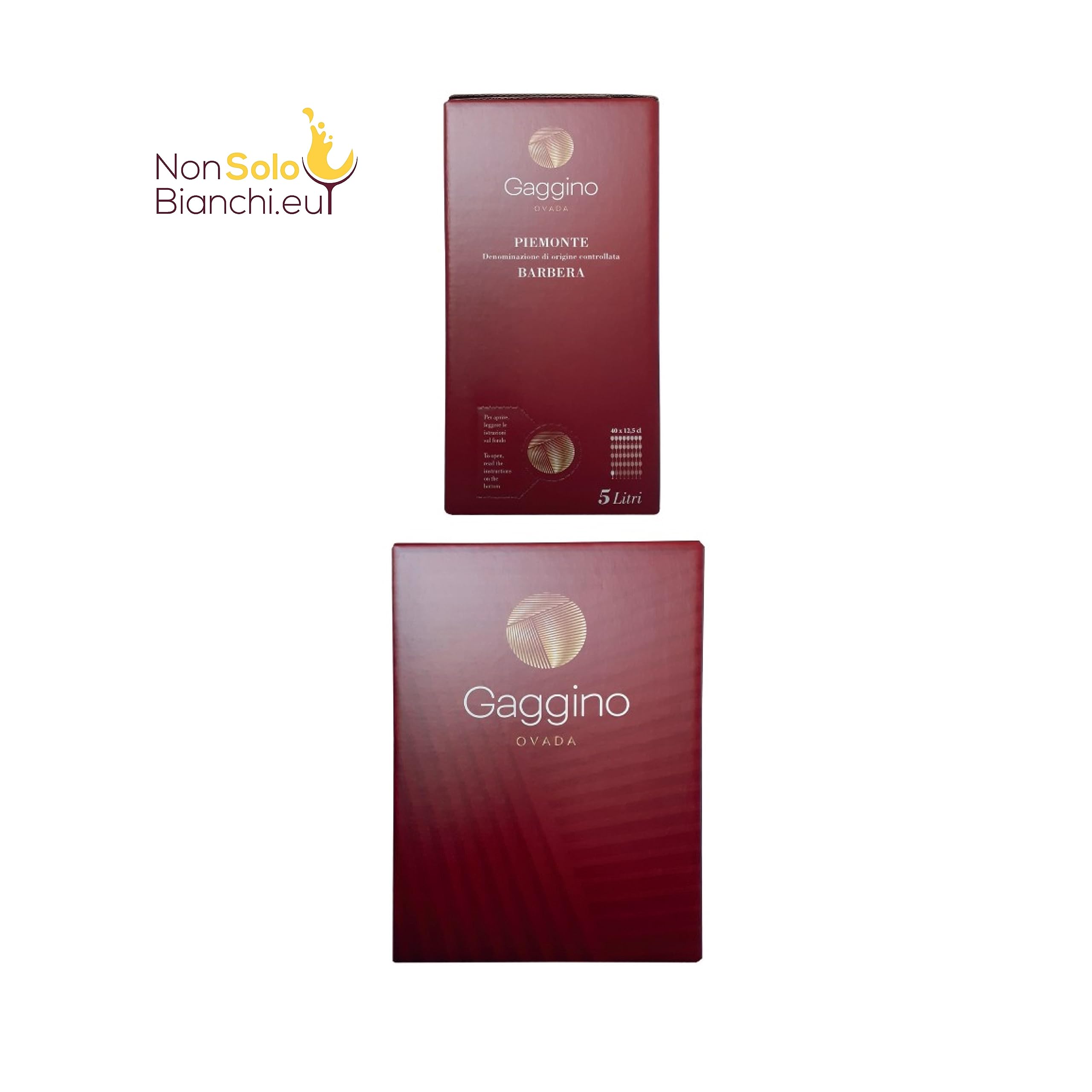 2 Bag In Box da 5 litri: 1 x Piemonte DOC Barbera e 1 x Piemonte Doc Chardonnay Gaggino, confezione conveniente e comoda (2 x 5 l)