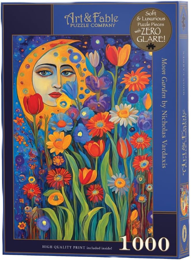 Art & Fable, Moon Garden by Nicholas Vardaxis, 1000 Piece Fine Artwork Premium Adult Jigsaw Puzzle