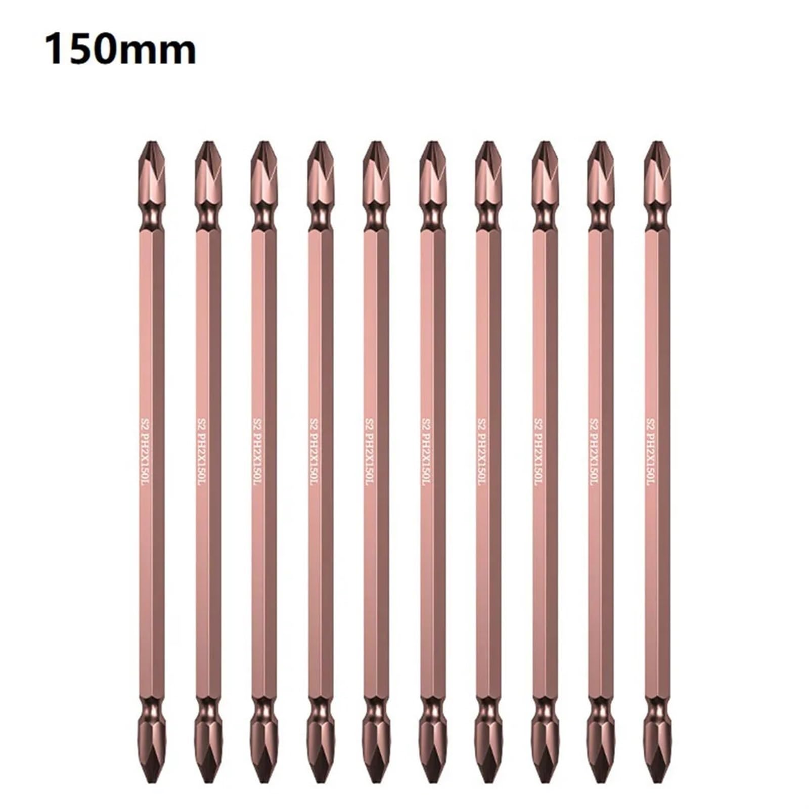 Destornillador PH2 de Doble Cabezal Taladro de Alta Velocidad Destornillador neumático Ph2 Acero de aleación de vanadio 1/4'' (6,3 mm) Hex(200mm)