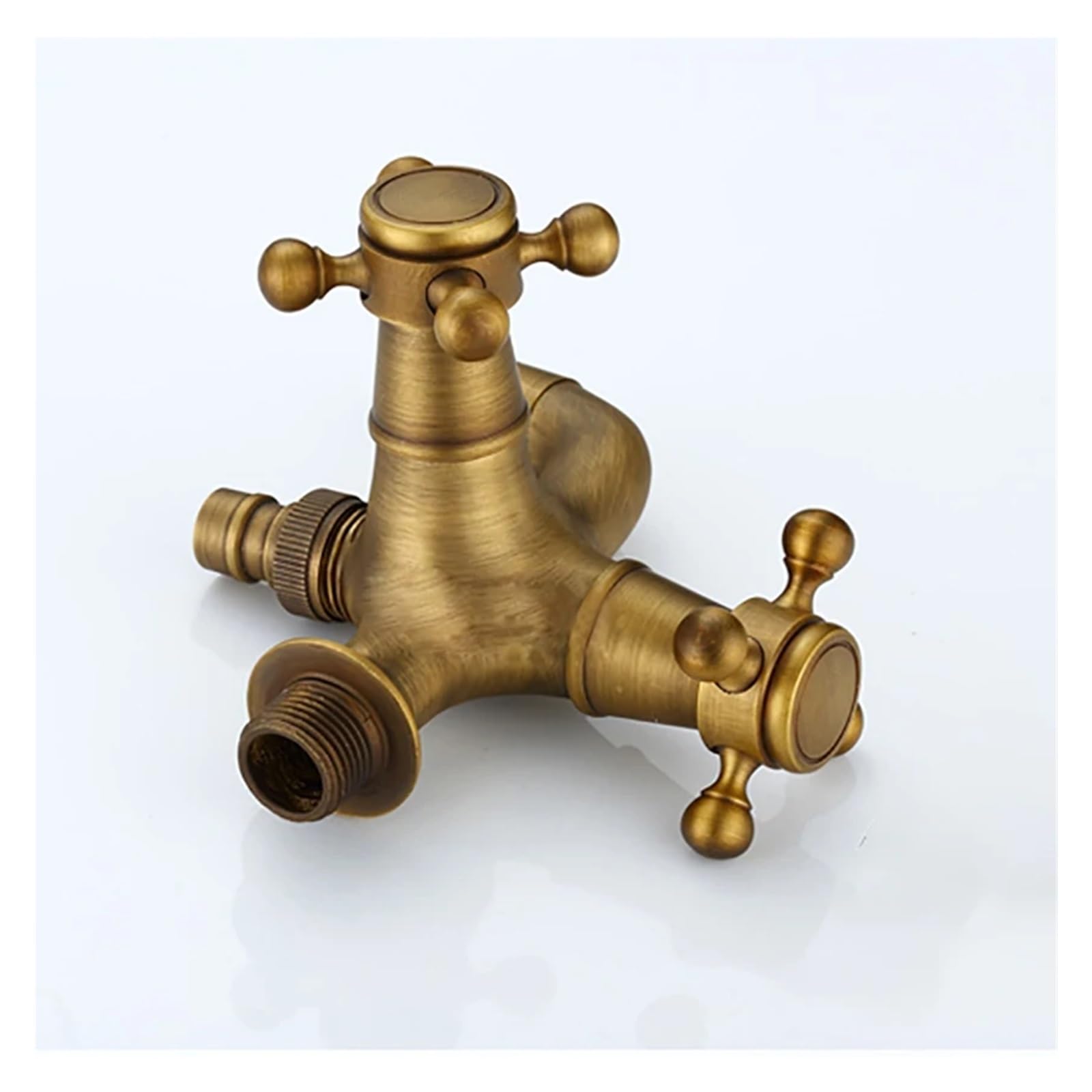 Rubinetto singolo for acqua fredda in ottone antico Rubinetto da giardino decorativo a doppio ugello G1/2 a doppio scopo montato a parete