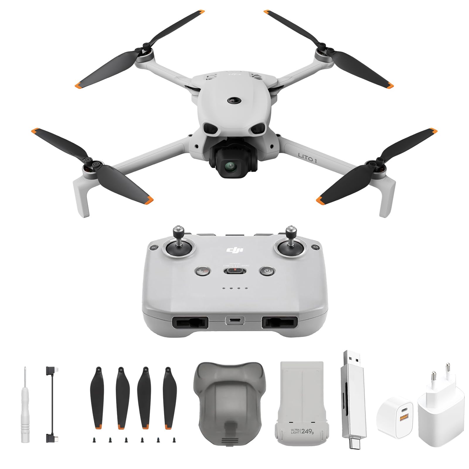 DJI Mini 3 – Dron Mini con cámara ligero y plegable con vídeo 4K HDR, 38 min de tiempo de vuelo, Grabación vertical y funciones inteligentes, con Mando a distancia, C0