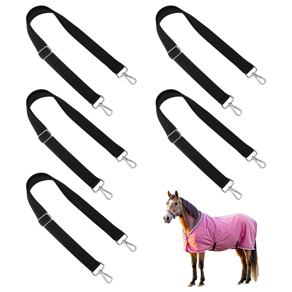 BENECREAT 6 Stück Pferdeblanket Sheet Beinriemen, Ersatz dehnbarer Bauchriemen mit doppelten Schwenkschnappen, 56.5~100.5cm verstellbare elastische Riemen für Weide und Stall