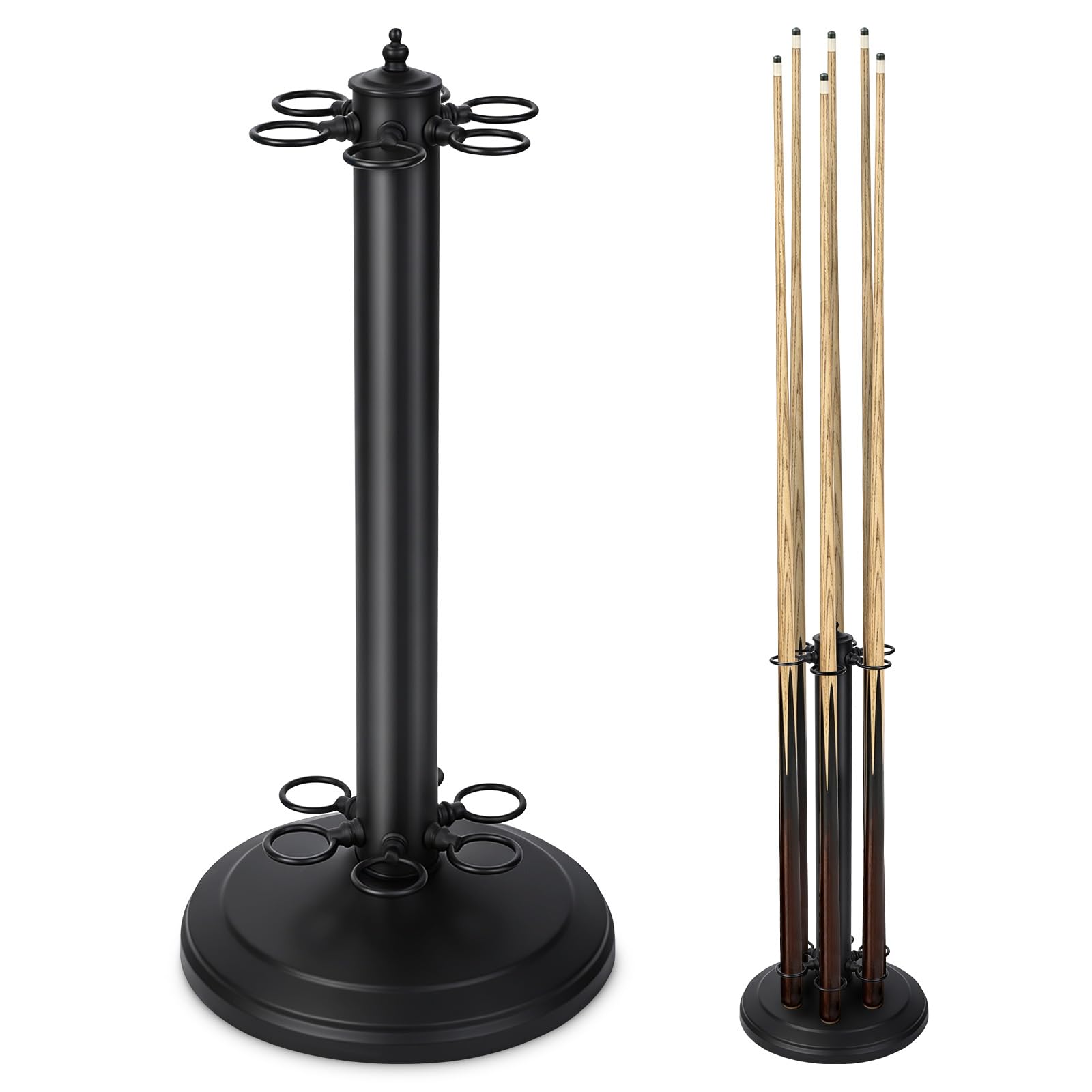 Billard Queue Halter, Billardqueue Halterung Pool Queueständer, 6-loch | Freistehender Metall Poolqueuehalter zur Aufbewahrung von Billardqueues, für Billardzimmer, Bars & Club