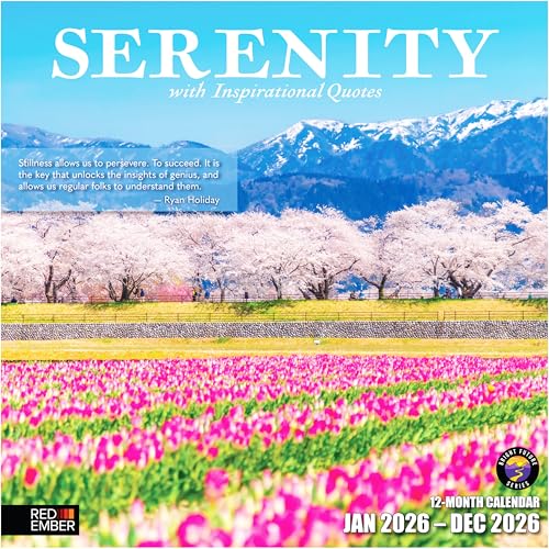 RED EMBER Serenity with Inspirational Quotes 2026 Wall Calendar 12 Month | 12' x 24' Open | Thick & Sturdy Paper | Holiday Gift | Zen Nature Calendar 2026