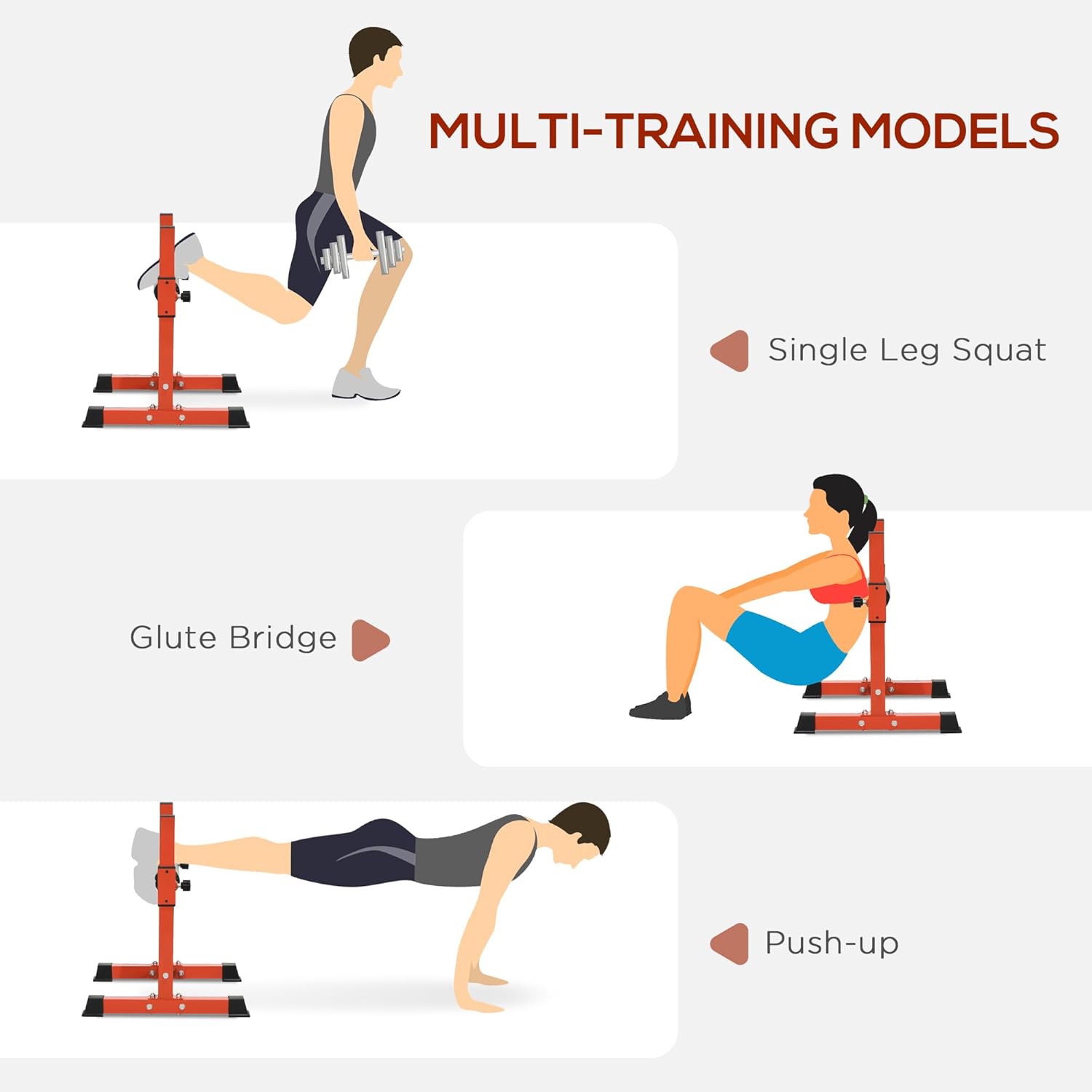 Soozier Bulgarian Split Squat Stand, Single Leg Squat Stand, 12-Level Adjustable Squat Roller for Lower Body Strength Training