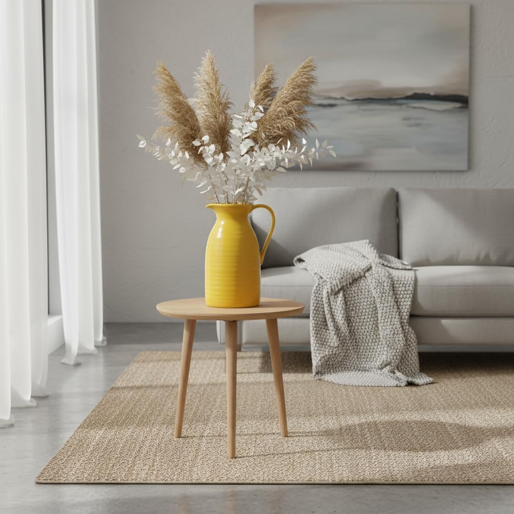 hjn Farmhouse Pitcher Vase for Flowers- Decrative Pitchers White Ceramic Pitcher Yellow Vase for Your Kitchen/Home Decor/Office/Living Room/Bookshelf/Mantel/-Yellow - Image 9