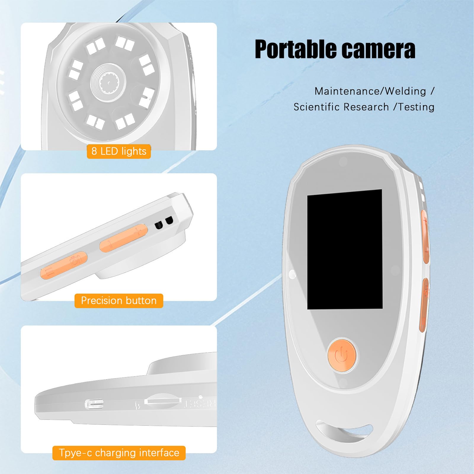 Lupa de microscopio portátil de aumento de 500x para estudiantes, investigadores, pantalla de alta resolución, 8 luces LED, microscopio de laboratorio