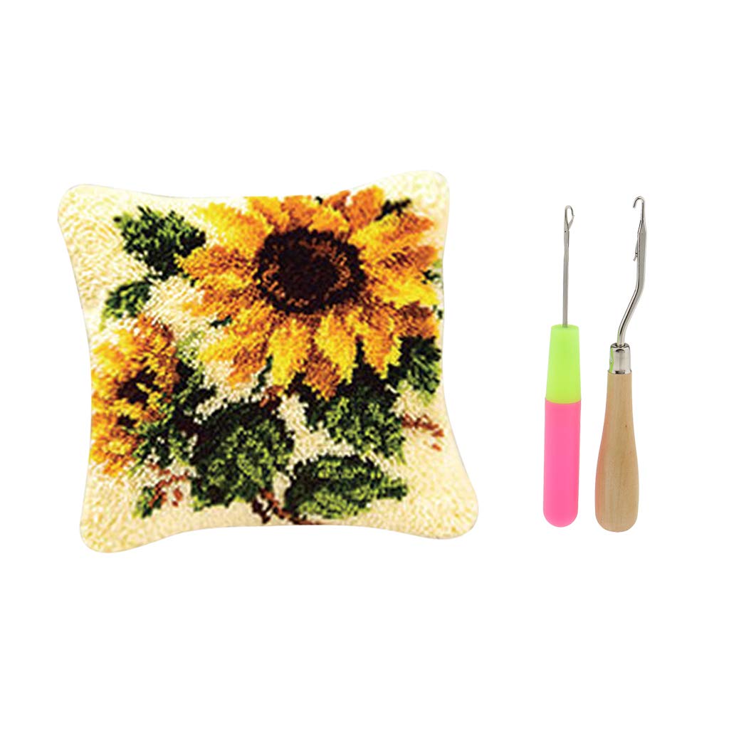1 Set Sunflower Pillowcase Latch Hook Kits DIY Material Package for Beginner|Crafts| Needlecrafts & Yarn| Rug Making| Latch Hooking| Latch Hooking Kits-picture-24