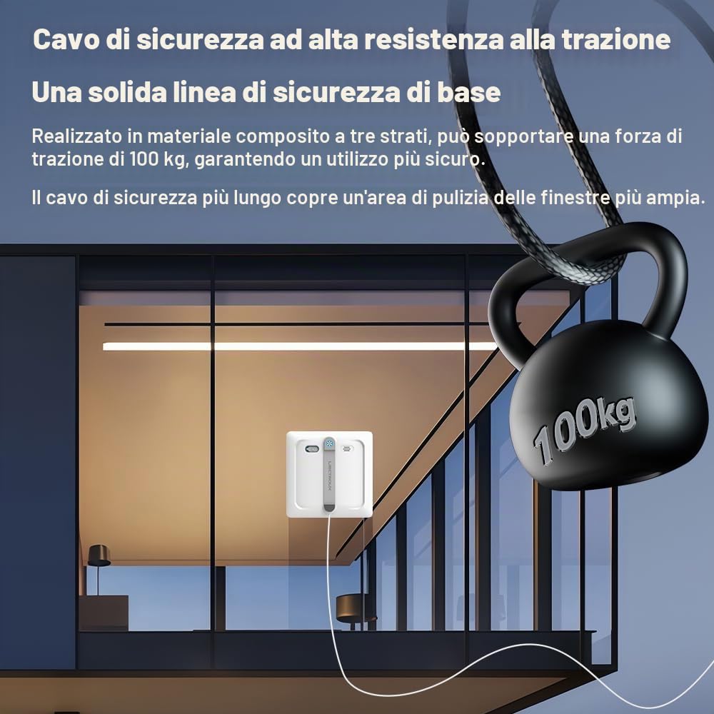 LIECTROUX Robot lavavetri S9, 2 spazzole rotanti, spruzzatura pompa 6 ugelli, motore senza spazzole, aspirazione 9KPa, vetri senza telaio, 8 microruttori, corda + cavo 2in 1, app e telecomando