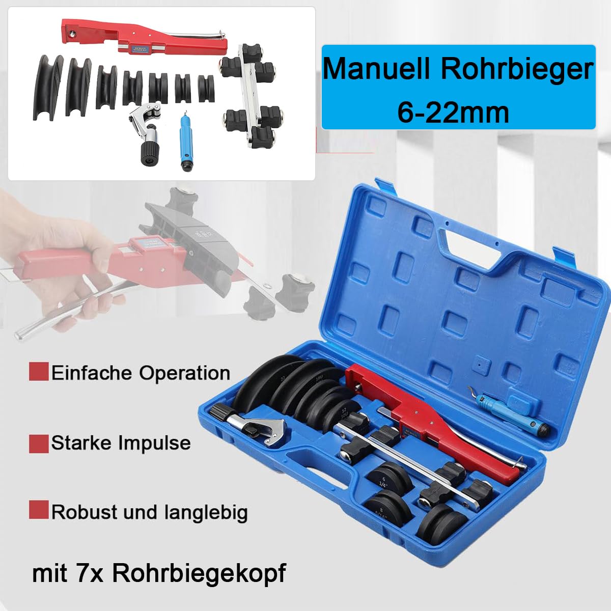 Rohrbiegemaschine 6-22 mm, mit 7 Nylon Stanzformen