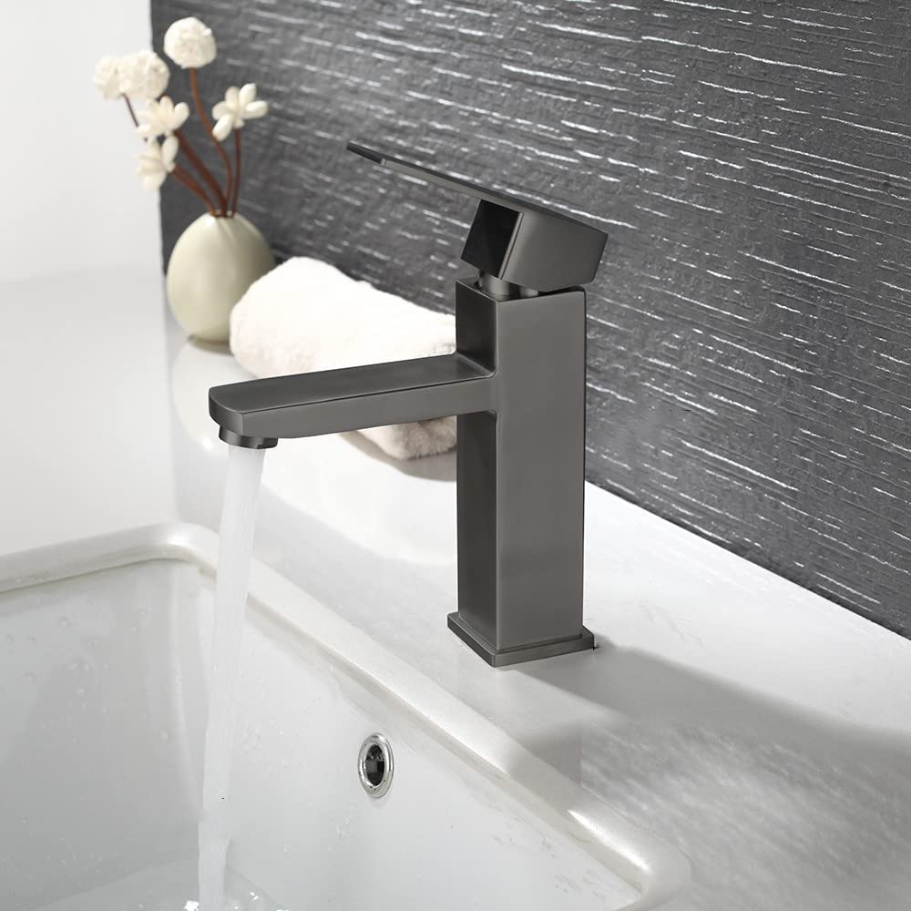 Robinet de lavabo eau chaude froide avec mitigeur noir mat anti-calcaire