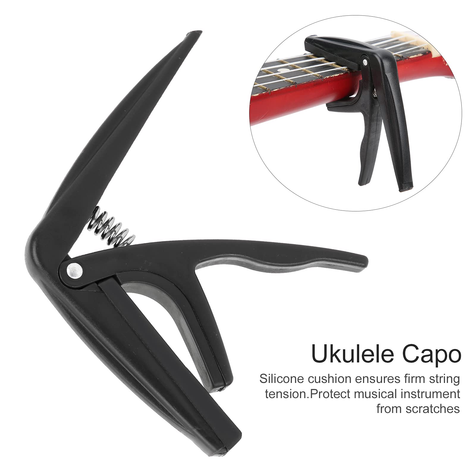 Ukulele Capo, 4-strunowe kapo gitarowe Szybka wymiana na instrument strunowy(czarny)