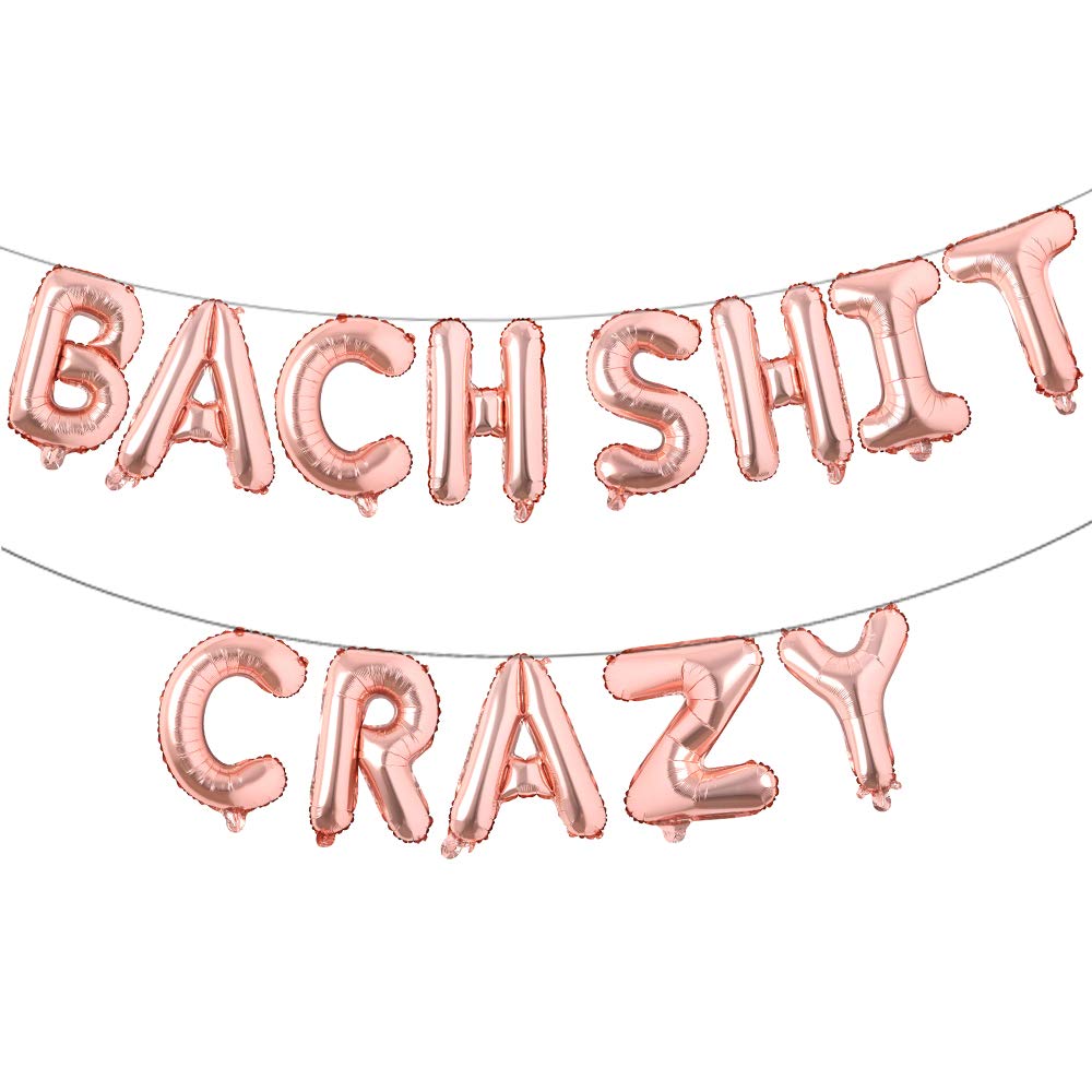 16 inch Bachelorette Party Decorations Bach Shit Crazy Balloons Banner for Hen Party Bridal Shower Engagement Party Decorations (Rose Gold)