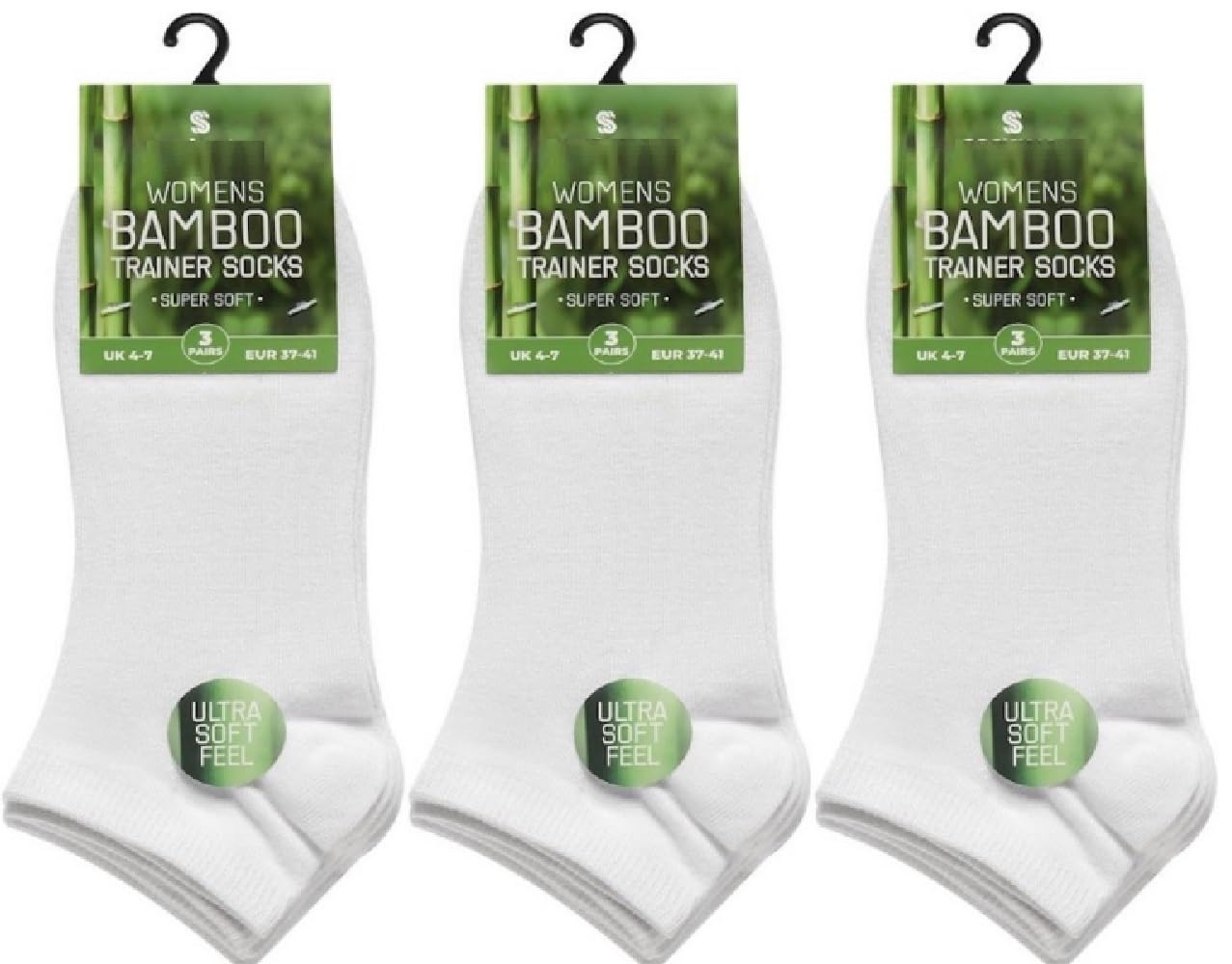 Onlybee Women's White 3 Pairs Of Healthy Bamboo Trainer Liners Ankle Socks Uk Size 4-7 Or Black Jogging Running Sports (Uk, Numeric, 4, 7, Regular, Regular, )