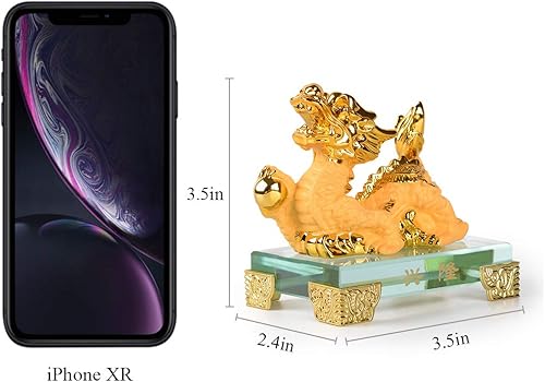Miniatura 2 de BRASSTAR Estatua de dragón del zodiaco chino de resina dorada, Feng Shui, decoración de mesa, decoración de mesa, colección de regalo, PTZY104FBA