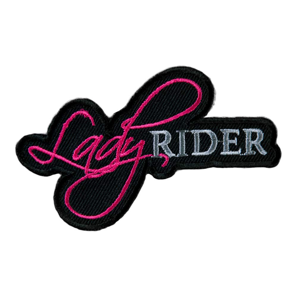 PatchStop Lady Rider Script Cut Out Patch, Ladies Biker Patches, Black & Pink, S