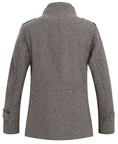 Image of chouyatou Men's Stand Collar Wool-Blend Classic Pea Coat with Removable Inner Collar