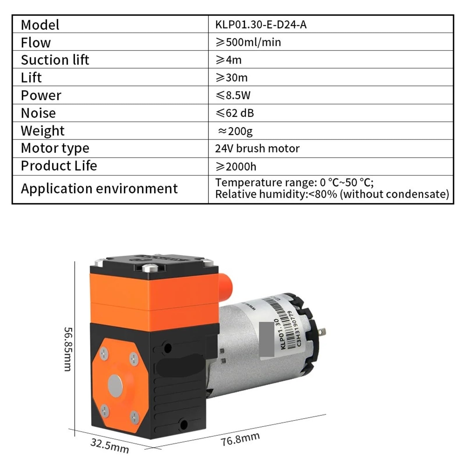 Bomba de diafragma Bomba de diafragma de alto caudal de 600 ml/min, motor de 12 V y 24 V CC, presión de líquido for laboratorio y aguas residuales.(24)