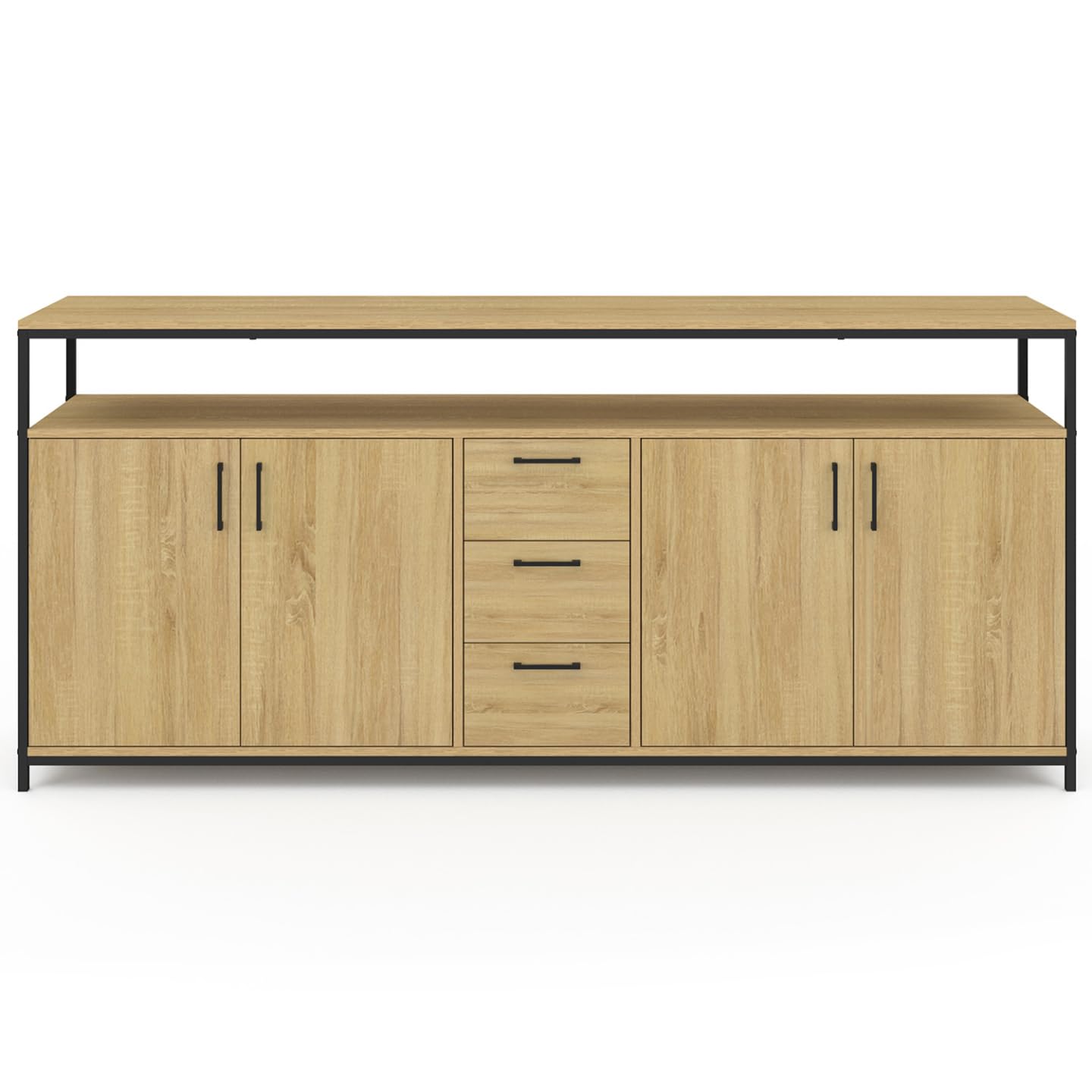 IDMarket Detroit XXL - Aparador (180 cm, 4 puertas y cajones, diseño industrial