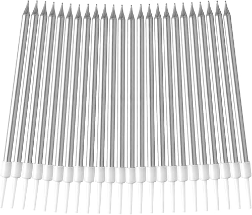 24 velas largas y delgadas para tartas de cumpleaños velas metálicas para cumpleaños cupcakes color dorado champán