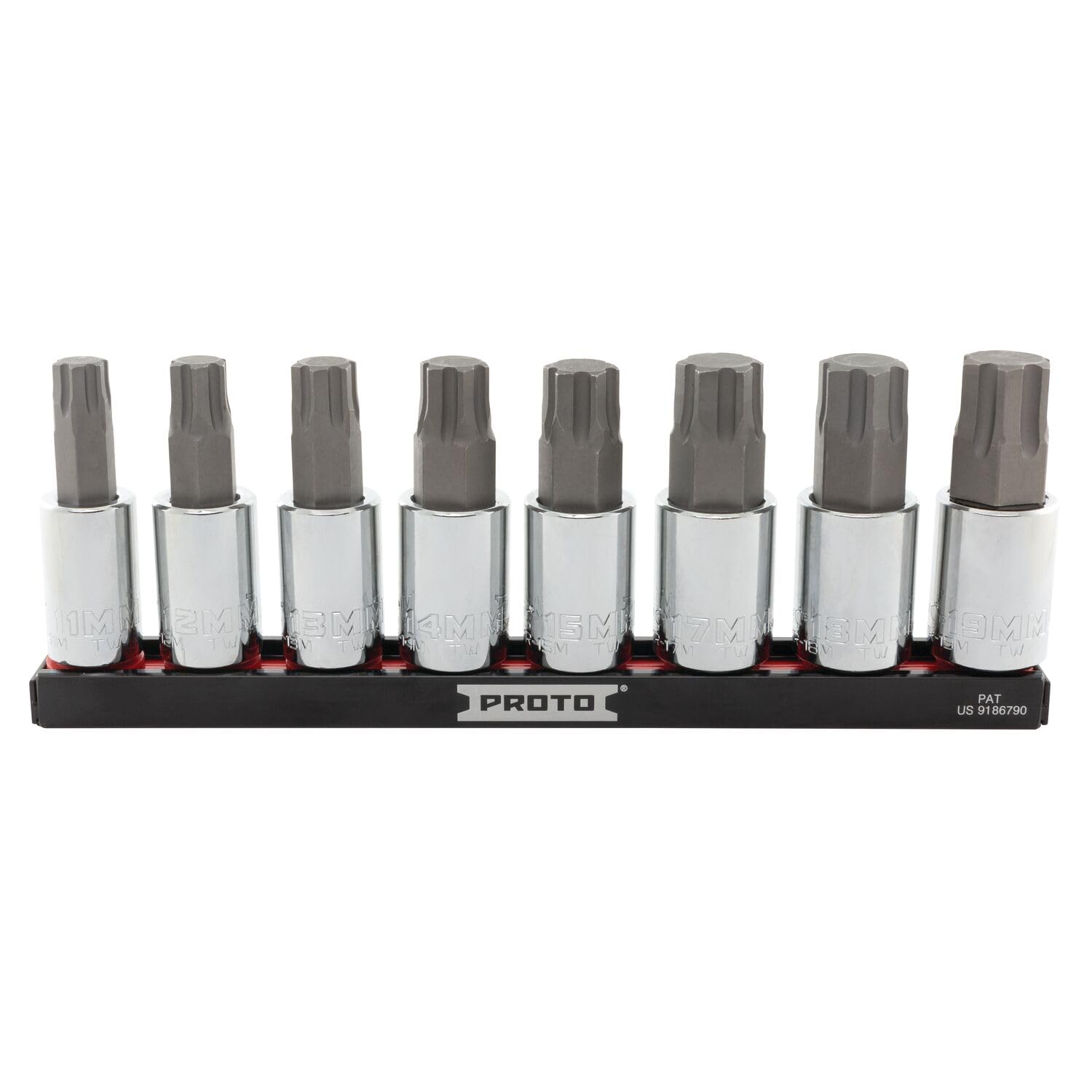 Jeu de 8 douilles hexagonales 1/2" MM Proto J5441R8MM à profil anti-dérapant