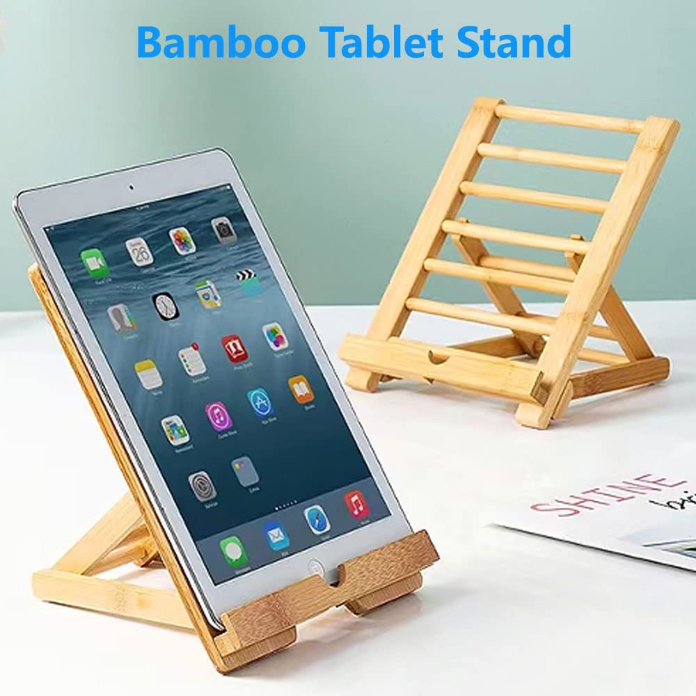 Supporto in Legno di Bambù per Tablet e Telefono da Scrivania, Compatibile con iPad e iPhone (Grande)